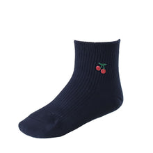 画像をギャラリービューアに読み込む, スクールソックス ワンポイント 女子 男子 ショート丈 靴下 14-16cm~18-20cm (白 紺 黒 通園 通学 ソックス 小学生 学校 子供 キッズ 両面刺繍 スクログ)