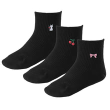 画像をギャラリービューアに読み込む, スクールソックス ワンポイント ショートソックス 3足セット 14-16cm~18-20cm (白 紺 黒 通園 通学 ソックス 小学生 学校 子供 キッズ 両面刺繍 スクログ)