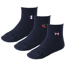 画像をギャラリービューアに読み込む, スクールソックス ワンポイント ショートソックス 3足セット 14-16cm~18-20cm (白 紺 黒 通園 通学 ソックス 小学生 学校 子供 キッズ 両面刺繍 スクログ)