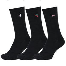 画像をギャラリービューアに読み込む, スクールソックス ワンポイント 女子 男子 クルー丈 靴下 3足セット 14-16cm~18-20cm (白 紺 黒 通園 通学 ソックス 小学生 学校 子供 キッズ 両面刺繍 スクログ)
