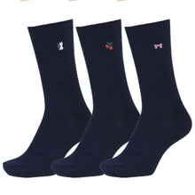 画像をギャラリービューアに読み込む, スクールソックス ワンポイント 女子 男子 クルー丈 靴下 3足セット 14-16cm~18-20cm (白 紺 黒 通園 通学 ソックス 小学生 学校 子供 キッズ 両面刺繍 スクログ)