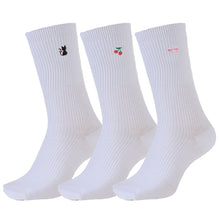 画像をギャラリービューアに読み込む, スクールソックス ワンポイント 女子 男子 クルー丈 靴下 3足セット 14-16cm~18-20cm (白 紺 黒 通園 通学 ソックス 小学生 学校 子供 キッズ 両面刺繍 スクログ)
