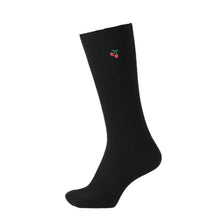 画像をギャラリービューアに読み込む, スクールソックス ワンポイント 女の子 スリークォーター丈 靴下 14-16cm~18-20cm 短め ハイソックス キッズ 子供 白 黒 紺 刺繍 ねこ 保育園 幼稚園 小学生 小学校 通園 通学 スクログ