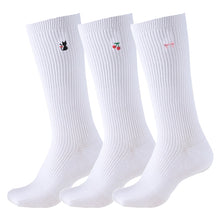 画像をギャラリービューアに読み込む, スクールソックス ワンポイント 女子 男子 スリークォーター丈 靴下 3足セット 14-16cm~18-20cm (白 紺 黒 通園 通学 ソックス 小学生 学校 子供 キッズ 両面刺繍 スクログ)