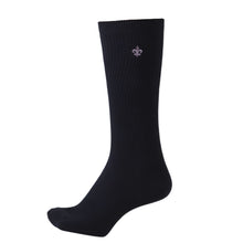 画像をギャラリービューアに読み込む, スクールソックス ワンポイント 女子 男子 スリークォーター丈 靴下 20-22cm~24-26cm (白 紺 黒 学生 通学 ソックス 高校生 中学生 短めハイソックス 両面刺繍 スクログ)