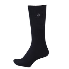 画像をギャラリービューアに読み込む, スクールソックス ワンポイント 女子 男子 スリークォーター丈 靴下 20-22cm~24-26cm (白 紺 黒 学生 通学 ソックス 高校生 中学生 短めハイソックス 両面刺繍 スクログ)