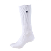 画像をギャラリービューアに読み込む, スクールソックス ワンポイント 女子 男子 スリークォーター丈 靴下 20-22cm~24-26cm (白 紺 黒 学生 通学 ソックス 高校生 中学生 短めハイソックス 両面刺繍 スクログ)