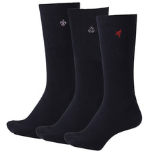 画像をギャラリービューアに読み込む, スクールソックス ワンポイント スリークォーターソックス 3足セット 20-22cm~24-26cm (白 紺 黒 学生 通学 ソックス 高校生 中学生 短めハイソックス 両面刺繍 スクログ)
