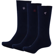 画像をギャラリービューアに読み込む, スクールソックス ワンポイント スリークォーターソックス 3足セット 20-22cm~24-26cm (白 紺 黒 学生 通学 ソックス 高校生 中学生 短めハイソックス 両面刺繍 スクログ)