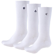 画像をギャラリービューアに読み込む, スクールソックス ワンポイント スリークォーターソックス 3足セット 20-22cm~24-26cm (白 紺 黒 学生 通学 ソックス 高校生 中学生 短めハイソックス 両面刺繍 スクログ)