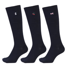画像をギャラリービューアに読み込む, スクールソックス ワンポイント ハイソックス 女子 靴下 通学 3足セット 14-16cm~18-20cm 白 紺 黒 小学生 中学生 ソックス 学校 子供 キッズ 両面刺繍 通園 かわいい