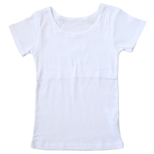 画像をギャラリービューアに読み込む, 綿100% 胸二重 インナー 半袖 女の子 子供 肌着 130~165cm 3分袖 下着 シャツ キッズ ジュニア 子ども 小学生 スクール 女児 白 無地 コットン 半袖シャツ