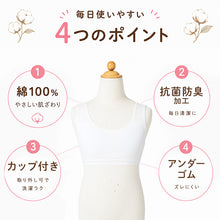 画像をギャラリービューアに読み込む, 綿100% カップ付き ハーフトップ ジュニア 肌着 女の子 3枚セット 130 140 150 160 165 cm 子供 肌着 子ども キッズ インナー 小学生 中学生 スクール 女児 白 無地 コットン 成長期 ホワイト スクールインナー ジュニアブラ パッド 3枚組