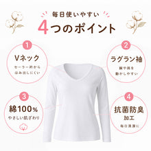 画像をギャラリービューアに読み込む, セーラー服 インナー 綿100% 7分袖 tシャツ vネック S~BL 中学生 高校生 長袖 下着 子供 女の子 ジュニア キッズ スクール 学生 レディース コットン 抗菌防臭