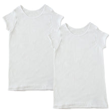 画像をギャラリービューアに読み込む, 女の子 子供 インナー 半袖 綿100 2枚組 100cm~160cm 下着 3分袖 シャツ 肌着 女児 子供肌着 子ども キッズ ジュニア 無地 シンプル セット 2P コットン 白