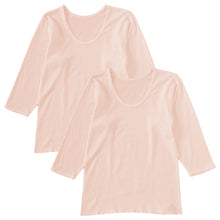 画像をギャラリービューアに読み込む, 婦人 インナー 長袖 肌着 綿100% 8分袖 シャツ M~LL 婦人肌着 レディース スリーマ スリーマー 下着 綿 コットン 白 ピンク 無地 トップス アンダーウェア あったか 暖か 冬 M L LL