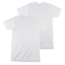 画像をギャラリービューアに読み込む, メンズ インナー 肌着 半袖 tシャツ 丸首 2枚組 吸汗速乾 M L LL 下着 インナーシャツ 男性 紳士 綿混 無地 ホワイト 白