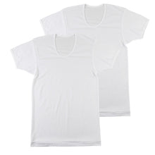 画像をギャラリービューアに読み込む, tシャツ u首 シャツ メンズ 半袖 2枚組 吸汗速乾 M L LL uネック フライス 肌着 下着 インナー 綿混 無地 ホワイト 白 プレゼント ギフト 父の日 敬老の日