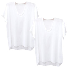画像をギャラリービューアに読み込む, クレープ肌着 メンズ 半袖 tシャツ 綿麻 2枚組 M L LL 下着 インナー 夏 涼しい 吸汗速乾 男性 紳士 コットン Uネック U首 涼感 クールビズ (在庫限り)