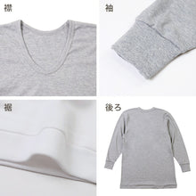 画像をギャラリービューアに読み込む, 2枚組 綿 メンズ インナー 肌着 長袖 tシャツ U首 厚地 M L LL クルーネック 下着 インナーシャツ 綿 コットン 無地 ホワイト 白 秋 冬 春 30代 40代 50代 60代