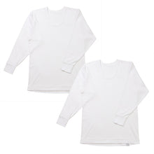 画像をギャラリービューアに読み込む, 2枚組 綿100% メンズ インナー 保温 あったか 肌着 長袖 tシャツ U首 厚地 M L LL あったかインナー 遠赤外線 下着 インナーシャツ 綿 コットン 無地 秋 冬 30代 40代 50代 60代