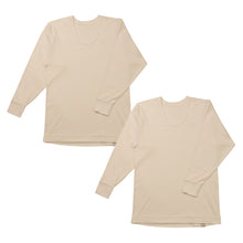 画像をギャラリービューアに読み込む, 2枚組 綿100% メンズ インナー 保温 あったか 肌着 長袖 tシャツ U首 厚地 M L LL あったかインナー 遠赤外線 下着 インナーシャツ 綿 コットン 無地 秋 冬 30代 40代 50代 60代
