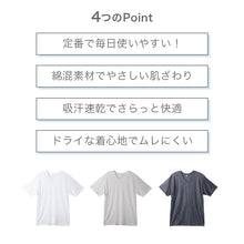 画像をギャラリービューアに読み込む, メンズ インナー 半袖 Vネック Tシャツ 綿混 ドライ 吸汗速乾 肌着 下着 M L LL さらっと 白 グレー チャコール 紳士 男性 クルーネック 春 夏 綿混インナー ドライインナー 速乾インナー 汗対策 ムレにくい 運動 スポーツ ランニング ジョギング