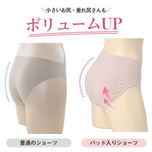 画像をギャラリービューアに読み込む, レディース 美尻ショーツ 尻パッド付き ショーツ ヒップアップ S M L 婦人 下着 パンツ ヒップパッド付き デスクワーク ボリュームアップ 美尻 コスプレ ドレス パンティ 補正 補整下着