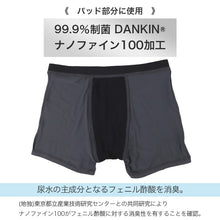 画像をギャラリービューアに読み込む, 尿漏れパンツ 男性用 ボクサーパンツ 吸水パッド付き ちょい漏れ対策 消臭 制菌 ナノファイン加工 M L LL 前とじ メンズ下着 インナー パンツ 軽失禁対策 ニオイ対策 吸水インナー 快適 ストレッチ 無地 デイリー