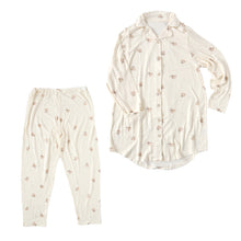 画像をギャラリービューアに読み込む, マタニティパジャマ 全開 パジャマ マタニティ レディース マタニティウェア 妊婦 長袖 産前 産後 ルームウェア 上下セット M-L L-LL マタニティー 婦人 ナイトウェア 長ズボン 上下 女性