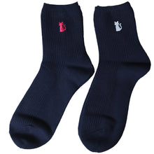 画像をギャラリービューアに読み込む, スクールソックス ワンポイント 紺 クルーソックス 女子 14cm丈・18cm丈 2足セット 23~25cm (靴下 黒 中学生 高校生 ショート 通学 ソックス 男子 かわいい) (在庫限り)