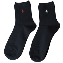 画像をギャラリービューアに読み込む, スクールソックス ワンポイント 紺 クルーソックス 女子 14cm丈・18cm丈 2足セット 23~25cm (靴下 黒 中学生 高校生 ショート 通学 ソックス 男子 かわいい) (在庫限り)