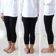 画像をギャラリービューアに読み込む, キッズ スパッツ レギンス 綿 10分丈 100cm~160cm (子供 子ども 女の子 男の子 ジュニア インナー パンツ 黒 深ばき 保育園 小学生 下着)