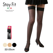 画像をギャラリービューアに読み込む, Stay Fit マット シリコンストッパー付き 太もも丈ストッキング 15デニール 22-25cm (極薄ストッキング 定番ストッキング ガーター不要 次世代型ガーターストッキング)