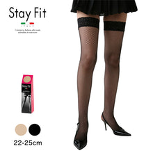 画像をギャラリービューアに読み込む, Stay Fit ベーシックネット シリコンストッパー付き 太もも丈網タイツ 22-25cm (太もも丈網ストッキング 編みタイツ風 定番ストッキング ガーター不要 次世代型ガーターストッキング)