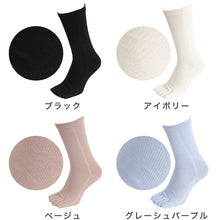 画像をギャラリービューアに読み込む, 5本指ソックス レディース クルー丈 22-24cm (五本指 靴下 汗 ニオイ 5本指靴下 ムレ 足 冷え対策 冷え取り スポーツ 仕事 おしゃれ かわいい 抗菌防臭 吸汗 丈夫 しっかり 女性 日本製) (在庫限り)