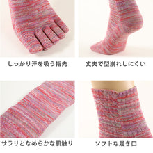 画像をギャラリービューアに読み込む, 5本指ソックス レディース 口ゴム ゆったり 綿 5本指靴下 クルーソックス 22-24cm 五本指ソックス 靴下 クルー丈 ソックス カラフル カラー 女性 日本製 吸汗 丈夫 おしゃれ かわいい 締め付けない (在庫限り)