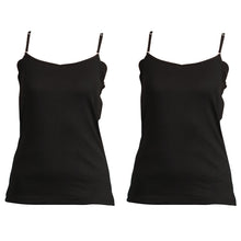 画像をギャラリービューアに読み込む, キャミソール 汗取り インナー レディース 綿 薄手 脇汗 2枚組 S~LL 汗染み 汗じみ 下着 肌着 シャツ 無地 汗じみ防止 春夏 女性 婦人 速乾 汗取りパッド付き