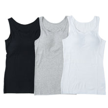 画像をギャラリービューアに読み込む, 綿100% タンクトップ カップ付き レディース ブラトップ アンダーゴムなし 締め付けない インナー 3枚組 M~LL パッド付き 下着 肌着 コットン セット ノースリーブ シャツ ゆったり