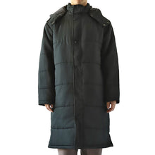画像をギャラリービューアに読み込む, ベンチコート メンズ ロング 無地 撥水 防寒 防風 アウトドア 大きいサイズ 大人用 M~3L 男女兼用 レディース ロングコート コード フード付き 観戦 スポーツ観戦 中綿 防寒着 軽い 軽量  暖かい ゆったり シンプル おしゃれ コーデ アウター  (送料無料)