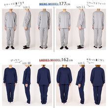 画像をギャラリービューアに読み込む, 綿100 薄手 長袖 ルームウェア レディース メンズ ユニセックス 上下セット S M L LL 3L 4L 綿100% スウェット パジャマ 部屋着 Tシャツ 長ズボン 丸首 ルームパンツ セット 夏向け 軽い 綿素材 家族 おそろい 大きいサイズ オーバーサイズ 無地