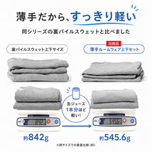 画像をギャラリービューアに読み込む, 綿100 薄手 長袖 ルームウェア レディース メンズ ユニセックス 上下セット S M L LL 3L 4L 綿100% スウェット パジャマ 部屋着 Tシャツ 長ズボン 丸首 ルームパンツ セット 夏向け 軽い 綿素材 家族 おそろい 大きいサイズ オーバーサイズ 無地