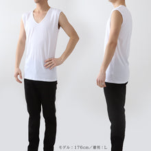 画像をギャラリービューアに読み込む, メンズ ノースリーブ 綿100% 深Vネック ランニング シャツ 3L~4L 大きいサイズ スリーブレス 下着 肌着 男性 紳士 インナー 抗菌 防臭 3L 4L 白 黒 V首