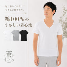 画像をギャラリービューアに読み込む, 綿100% メンズ インナー 半袖 tシャツ Vネック 薄手 定番 無地 白 黒 グレー 夏 冬 1年中 抗菌防臭 シンプル 肌着 下着 インナーシャツ S~LL