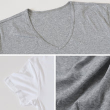 画像をギャラリービューアに読み込む, 綿100% メンズ インナー 半袖 tシャツ Vネック 薄手 敏感肌 定番 無地 白 黒 グレー 夏 冬 1年中 抗菌防臭 首元 見えない シンプル 肌着 下着 重ね着 フィット スーツ ワイシャツ ビジネス 作業服 仕事用 ゴルフ S M L LL S~LL