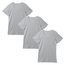 画像をギャラリービューアに読み込む, 綿100% メンズ インナー 半袖 tシャツ Vネック 3枚セット S M L LL 薄手 敏感肌 定番 無地 白 黒 グレー 夏 冬 1年中 抗菌防臭 首元 見えない シンプル 肌着 下着 重ね着 フィット スーツ ワイシャツ ビジネス 3枚組 まとめ売り コットン100
