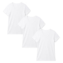 画像をギャラリービューアに読み込む, 綿100% メンズ インナー 半袖 tシャツ Vネック 3枚セット S M L LL 薄手 敏感肌 定番 無地 白 黒 グレー 夏 冬 1年中 抗菌防臭 首元 見えない シンプル 肌着 下着 重ね着 フィット スーツ ワイシャツ ビジネス 3枚組 まとめ売り コットン100