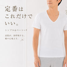 画像をギャラリービューアに読み込む, 綿100% メンズ インナーシャツ 深めVネック 半袖 Tシャツ S~LL 下着 肌着 V首 インナー 抗菌 防臭 におい 見えない 無地 コットン 男性 紳士 M L