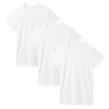 画像をギャラリービューアに読み込む, Suteteko メンズ 綿100% クルーネック Tシャツ 3枚セット S M L LL インナーシャツ 丸首 男性 肌着 薄手 抗菌 防臭 臭い 白 黒 グレー 紳士 コットン COTTON% スーツ下 ビジネス ビジネスインナー オールシーズン 3枚組 まとめ売り