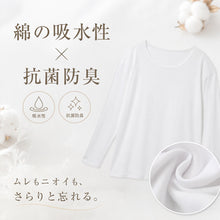 画像をギャラリービューアに読み込む, メンズ 綿100% インナー 長袖 薄手 大きいサイズ tシャツ クルーネック 丸首 3L 4L 下着 肌着 男性 紳士 インナーシャツ 春 秋 コットン ロングスリーブシャツ 抗菌 防臭 シンプル 無地 白 敏感肌